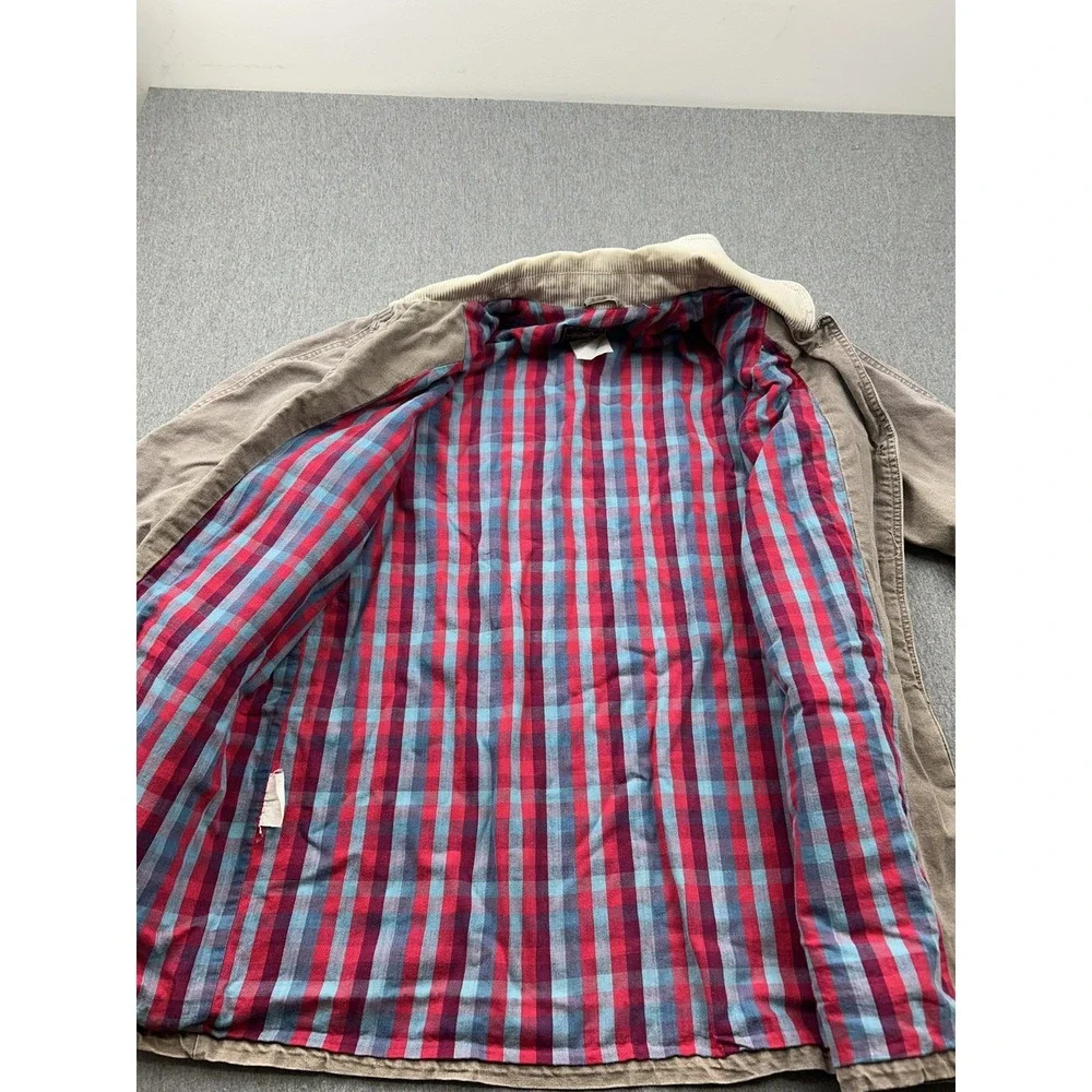 Vtg‎ Eddie Bauer Barn Chore Coat Canvas Flannel Lined Corduroy *Missing Buttons*